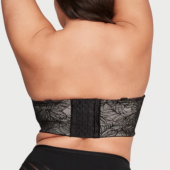 Leonisa Black Lace Firm Compression Strapless Lace Longline Bra - Picture 2 of 7